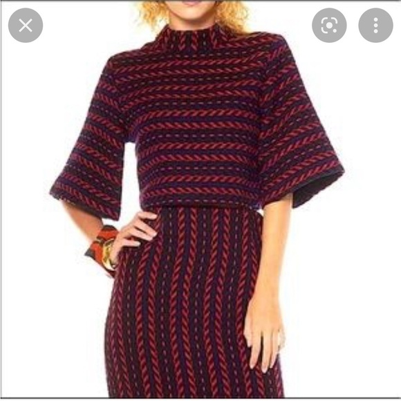 “GRACIA” Geo-Print Woven Knit Wool Blend Miniskirt Size Small - Picture 2 of 11